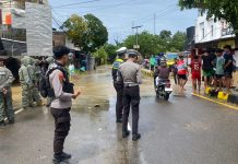 Sigap Hadapi Bencana Banjir,Polresta Mamuju Kerahkan Personilnya Tangani Banjir Kali Mamuju.