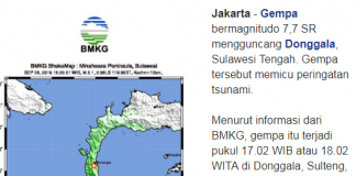 Gempa mengguncang kota Donggala Dan Kota Palu Sulawesi Tengah.