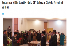 Gubernur Sulawesi Barat Lantik Dr.H.Muhammad Idris DP,Msi Sebagai Sekprov