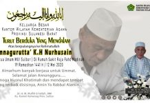 Annanggurutta K.Haji Nurhusain( Ketua Umum MUI Sulbar Tutup Usia.