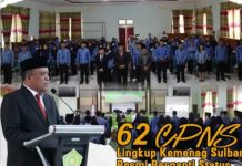 * 62 CPNS Dilingkup Kemenag Sulbar Resmi Berganti Status Menjadi PNS*