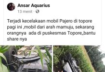 Akibat Mengantuk Mobil Warna Putih DC 1327AQ Terjun Diluar Badan Jalan