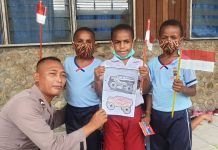 Tanamkan Cinta Tanah Air Dan Rasa Nasionalisme,Program Si Ipar Satgas Damai Cartenz 2022 Ajarkan Anak-Anak Yang Ada Dikampung Yunabol,Oksibil