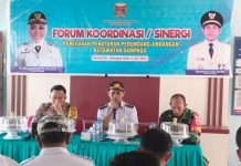 Pemerintah Kecamatan Sampaga Mamuju Menggelar Forum Koordinasi Penegakan Undang Undang.