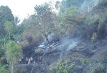 Kebun Warga Dibukit Kalubibing Terbakar,Polda Sulbar Gerak Cepat Padamkan Amukan Dijago Merah.