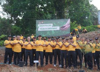 Wujud Cinta Terhadap Alam,Polda Sulbar Gelar Green Policing Di Perbukitan Desa Bambu Untuk Antisipasi Longsor